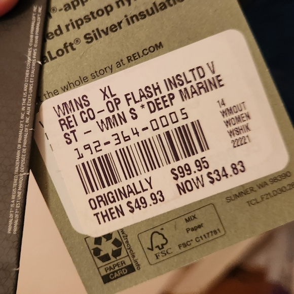 REI Women's Flash Insulated Vest Blue XL - Picture 4 of 6